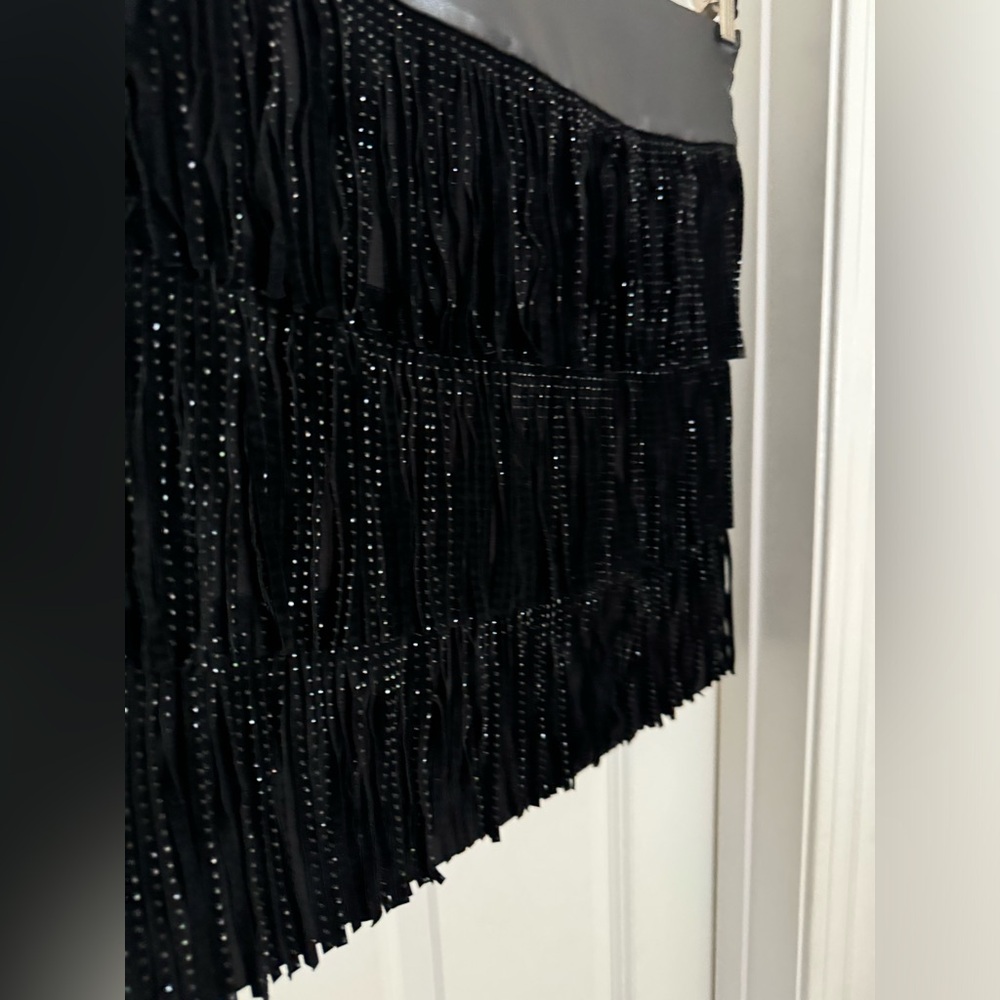 COPY - DKNY black suede fringe skirt size 6 - Picture 4 of 8